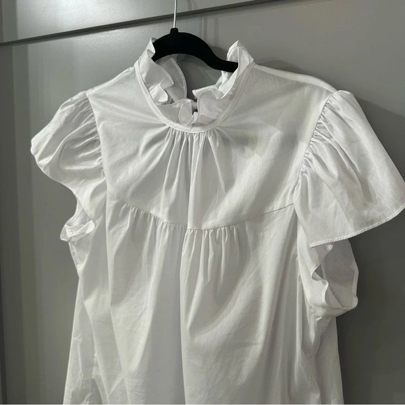 Secular Top High Neck Victorian Blouse Ruffles Tie Back Size Large - Picture 2 of 4